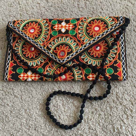 Embroidered Clutch with Handle - Picture 2 of 2